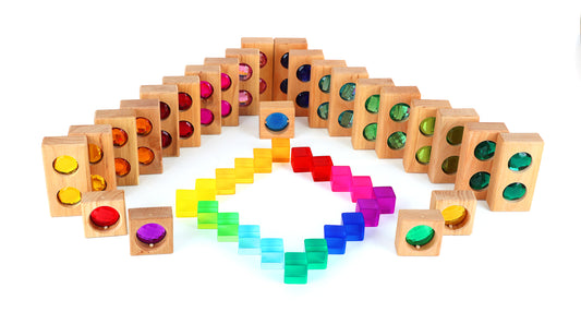 Bauspiel Small Colour Track with Translucent Building Cube – 45 pieces