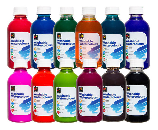 EC Washable Watercolours 250ml set 12