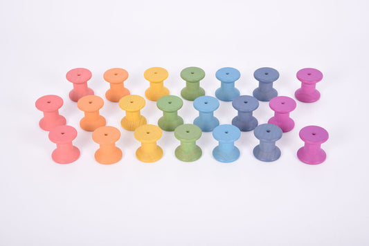Rainbow Wooden Spools - 21pcs