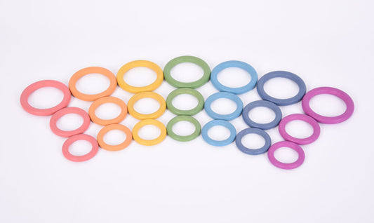 Rainbow Wooden Rings - 21pcs