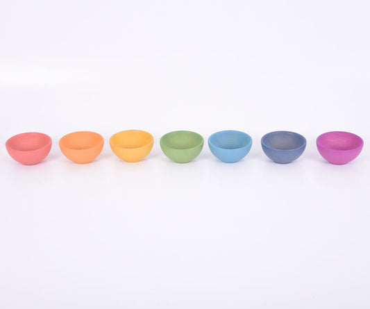 Rainbow Wooden Bowls - 7pcs