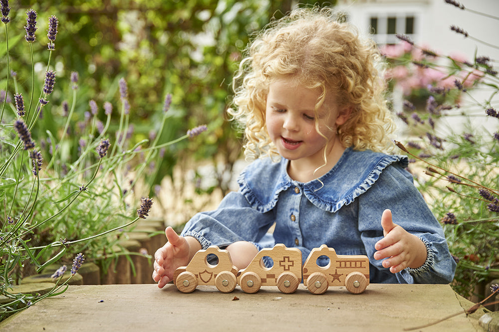 Natural Wooden Emergency Vehicles - 3pk