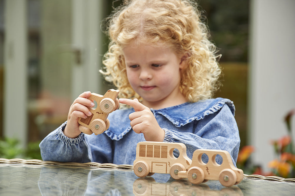 Natural Wooden City E-Vehicles - 3pk