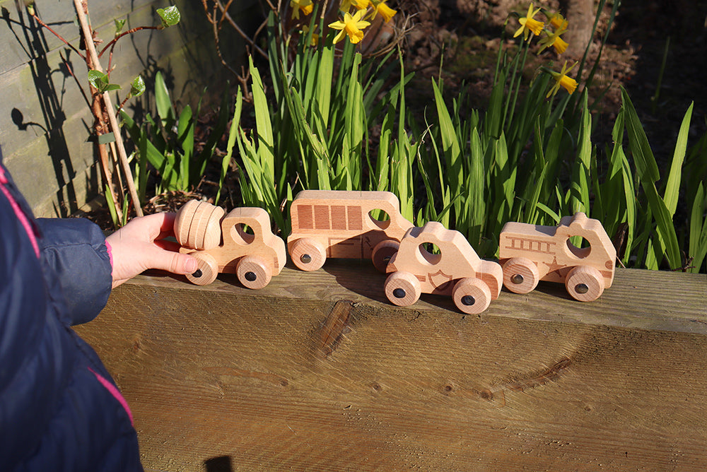 Natural Wooden Vehicles Set - 12pk