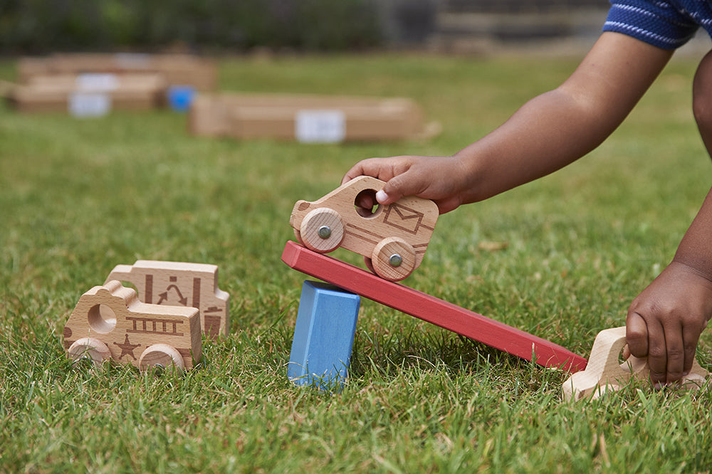 Natural Wooden Vehicles Set - 12pk