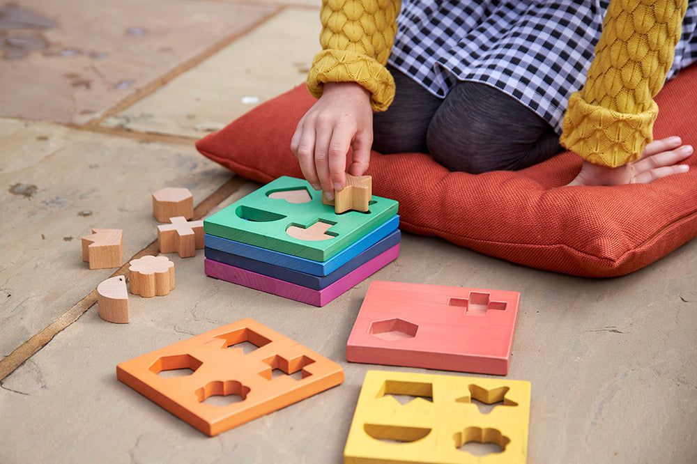 Rainbow Wooden Shape Stacker 19pcs
