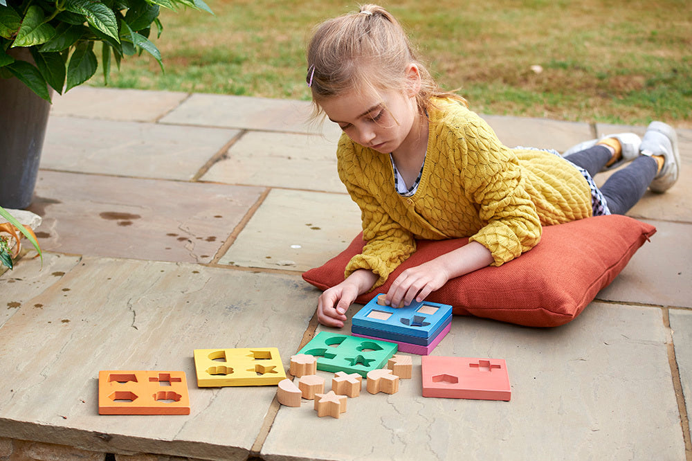 Rainbow Wooden Shape Stacker 19pcs