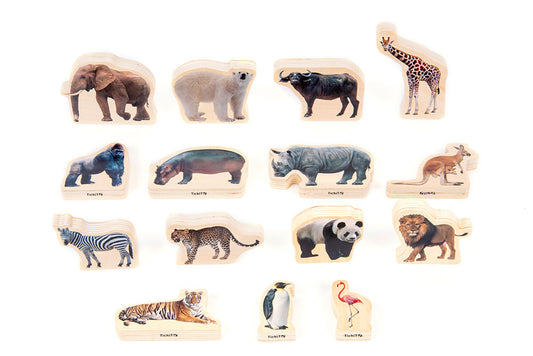 Wooden Wild Animals Blocks - 15pcs