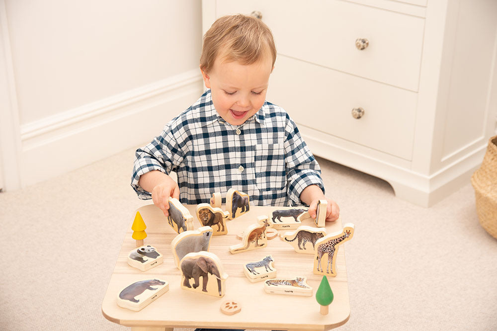 Wooden Wild Animals Blocks - 15pcs