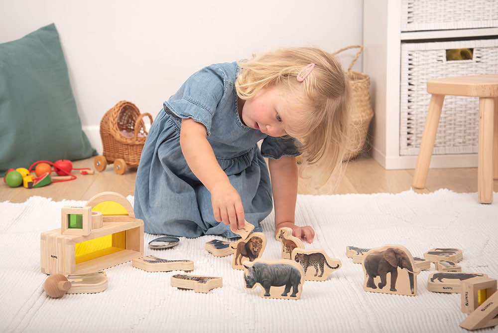Wooden Wild Animals Blocks - 15pcs