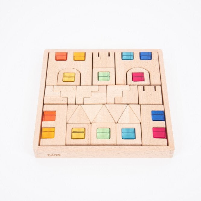 Wooden Building Gem Blocks - 40 Pieces