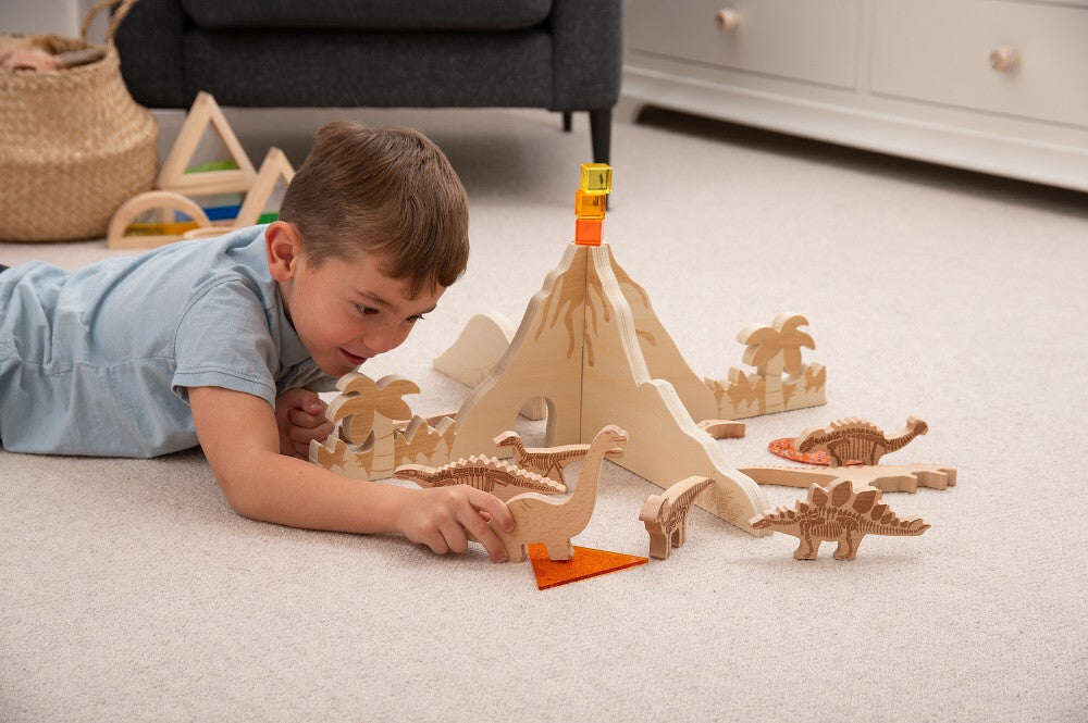 Wooden Dinosaur Blocks - 10 Pieces