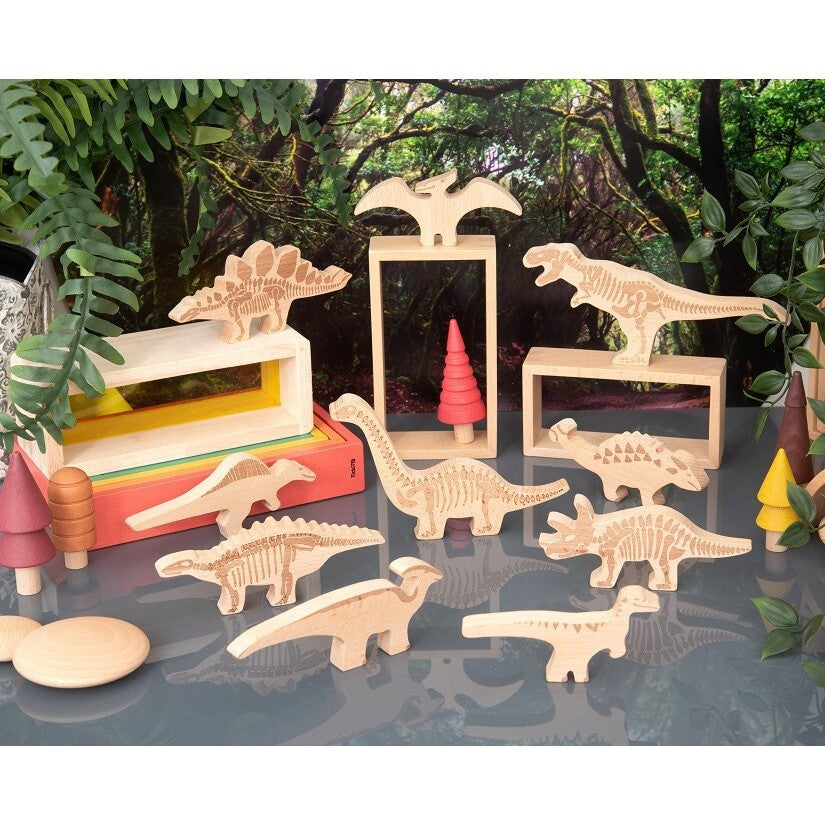 Wooden Dinosaur Blocks - 10 Pieces