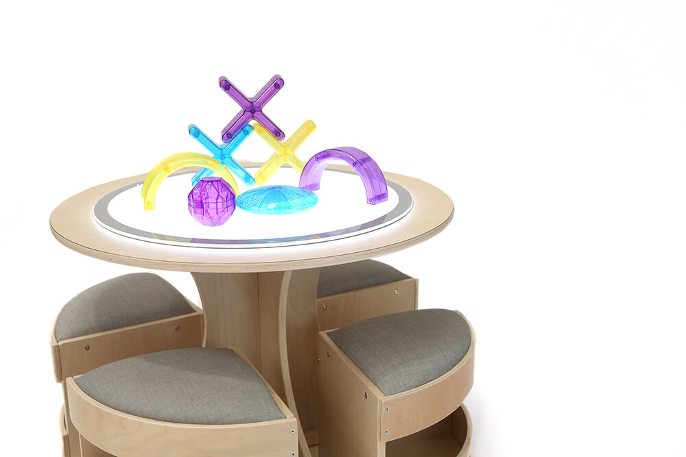 Billy Kidz Round Wooden Table - with 4 Padded Stools