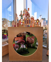 Billy Kidz Wooden Playhouse Cube with Mirrors & Cushion - Avocado