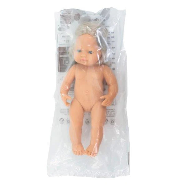 Miniland Doll - Anatomically Correct Naked Caucasian Girl, Blond, 38 cm