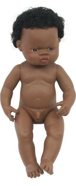 Miniland Doll - Anatomically Correct Naked African Boy, 38 cm