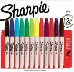 Sharpie Marker Fine Permanent Assorted pk12