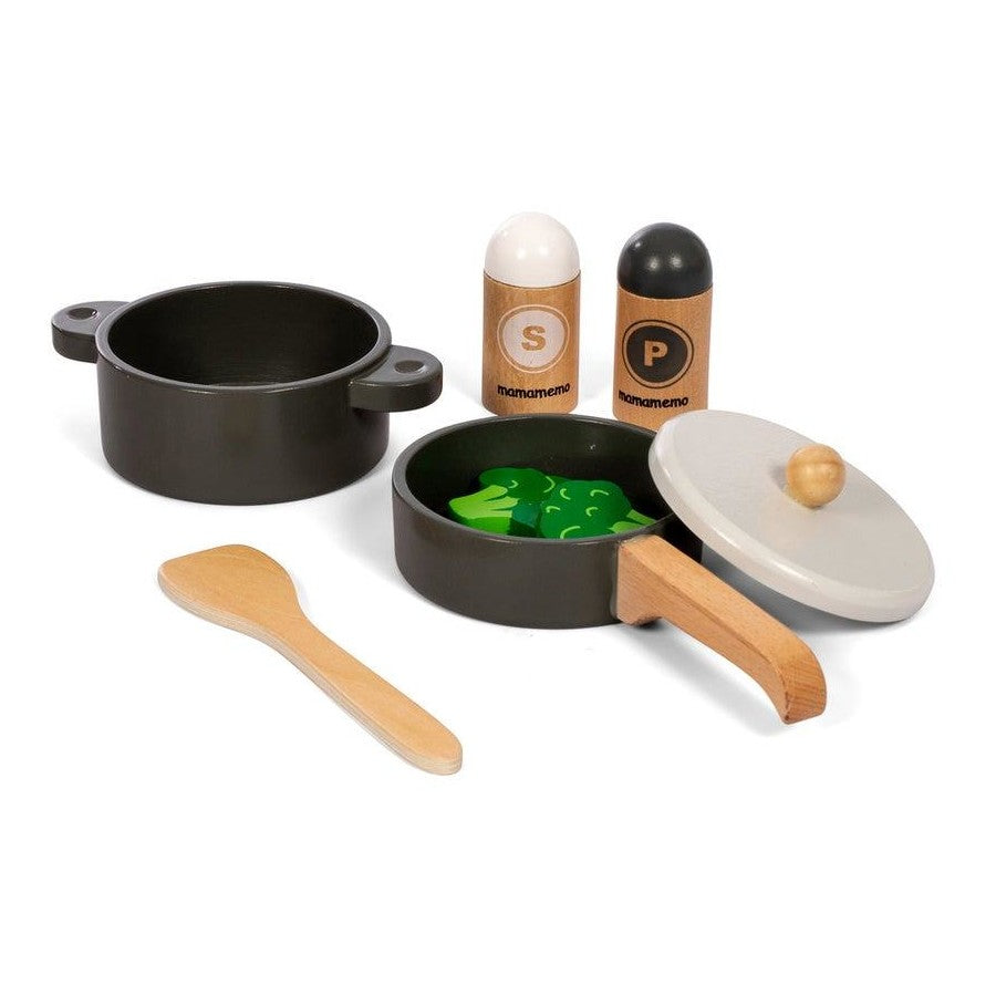Astrup Wooden MamaMemo Wooden Pot and Pan Set, 6 pcs