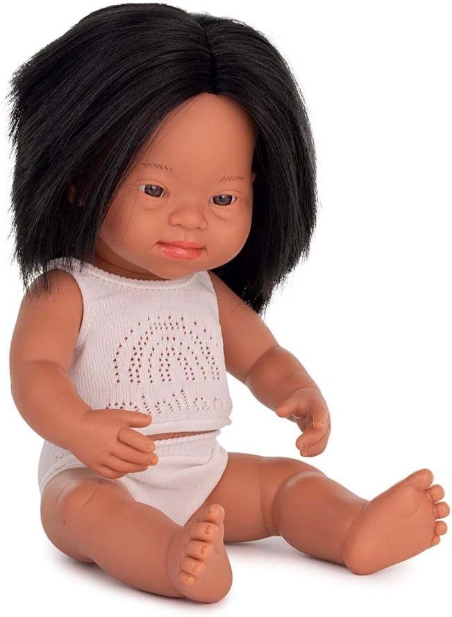 Miniland Doll - Anatomically Correct Baby Latino Girl with Down syndrome, 38 cm (Doll only Clothes not included)