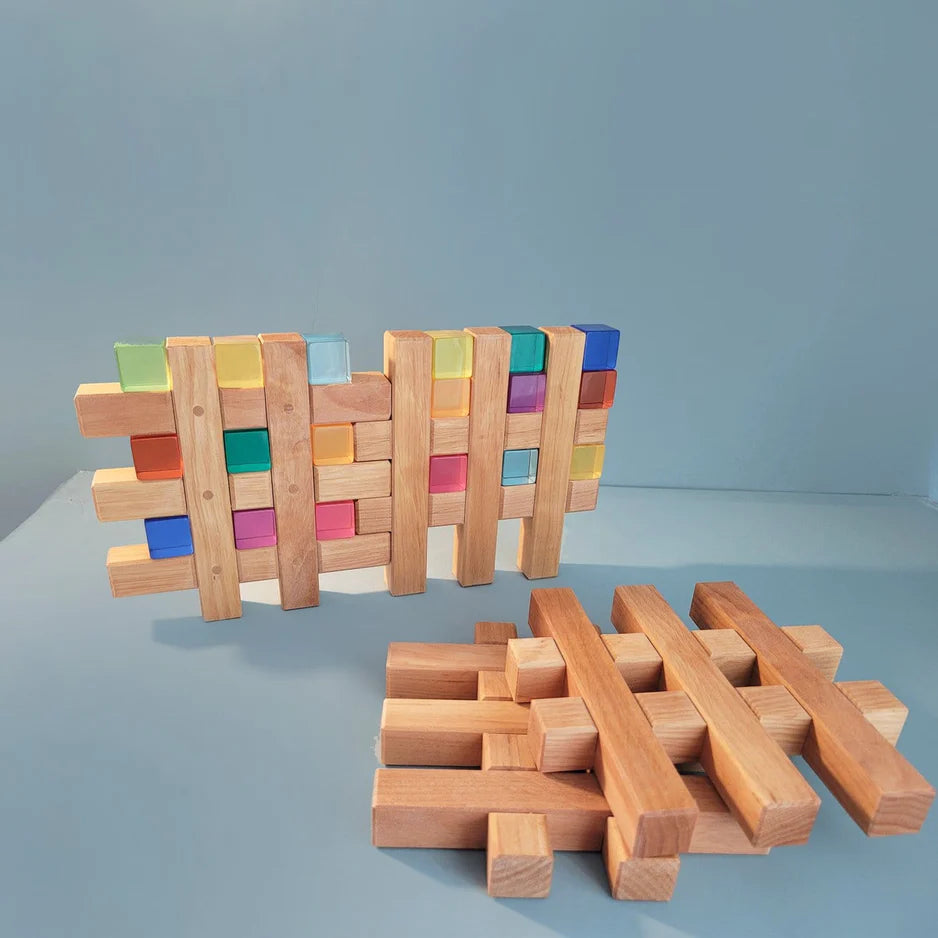 Bauspiel Grid Blocks Natural 12 Pieces