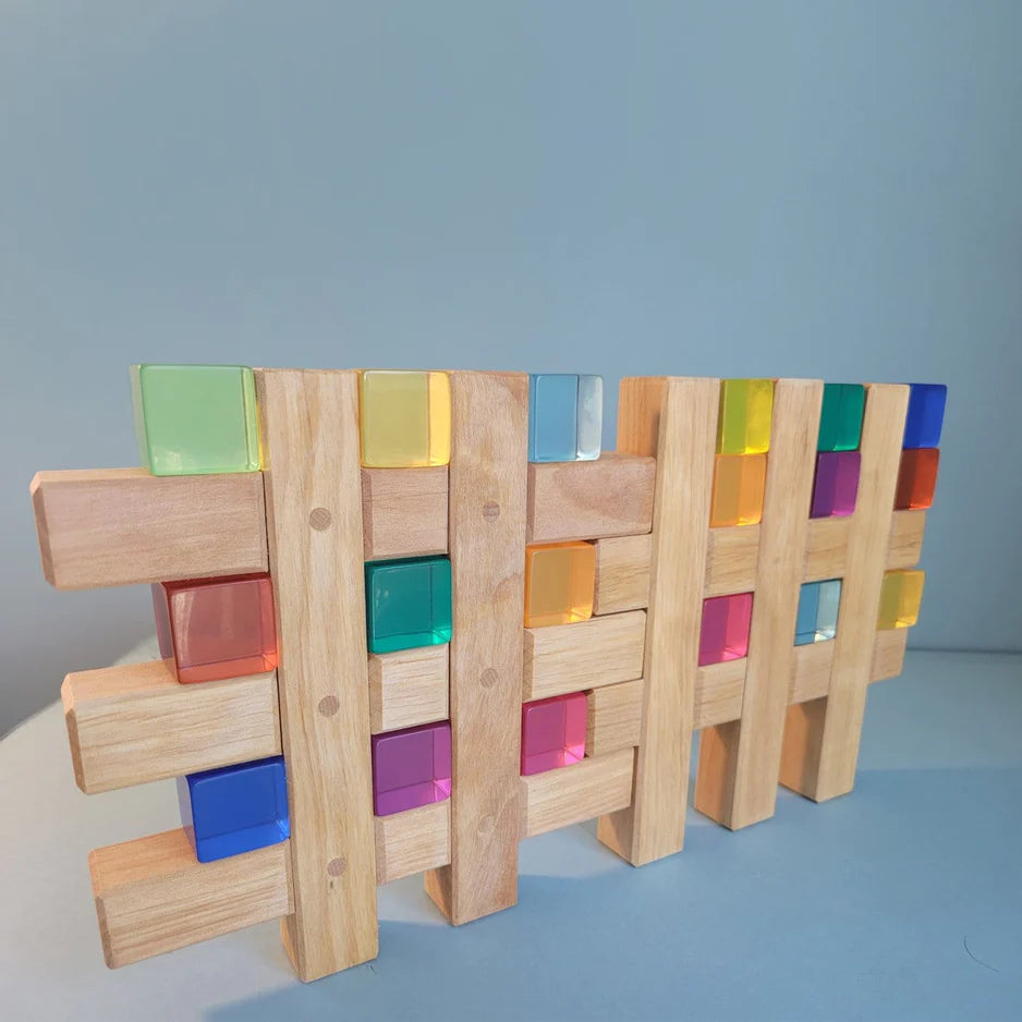 Bauspiel Grid Blocks Natural 12 Pieces
