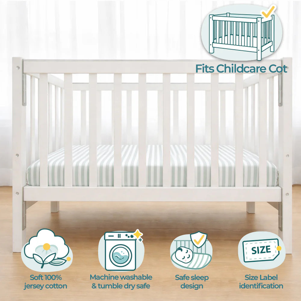 Imagine That Sage Stripe Mini Cot Fitted Sheet Set( Due 30-07-2026)