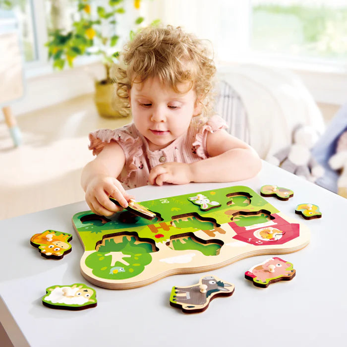 Hape-Farmyard Peg Puzzle 9 Pcs