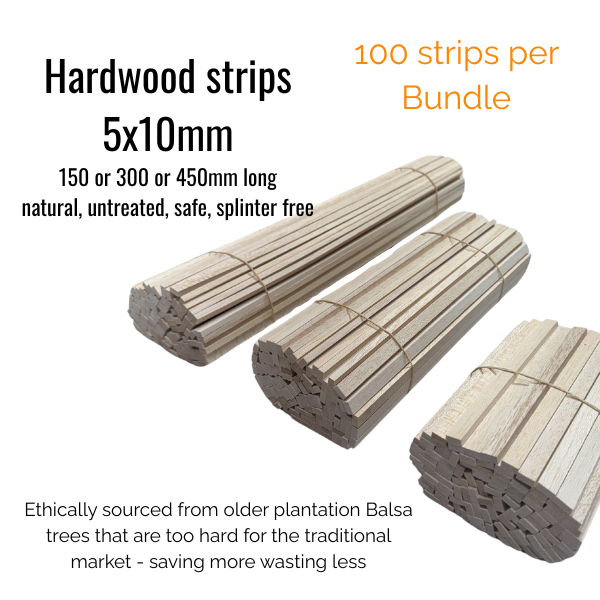 BalsaWood-Hardwood Strips Bundle of 100 (150mm)