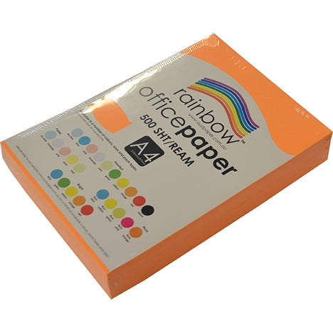 RAINBOW Fluro Orange Office Paper A4 75gsm 500pk