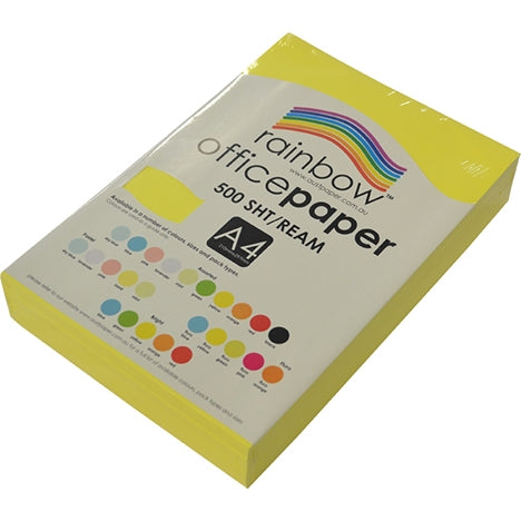 RAINBOW Fluro Yellow Office Paper A4 75gsm 500pk