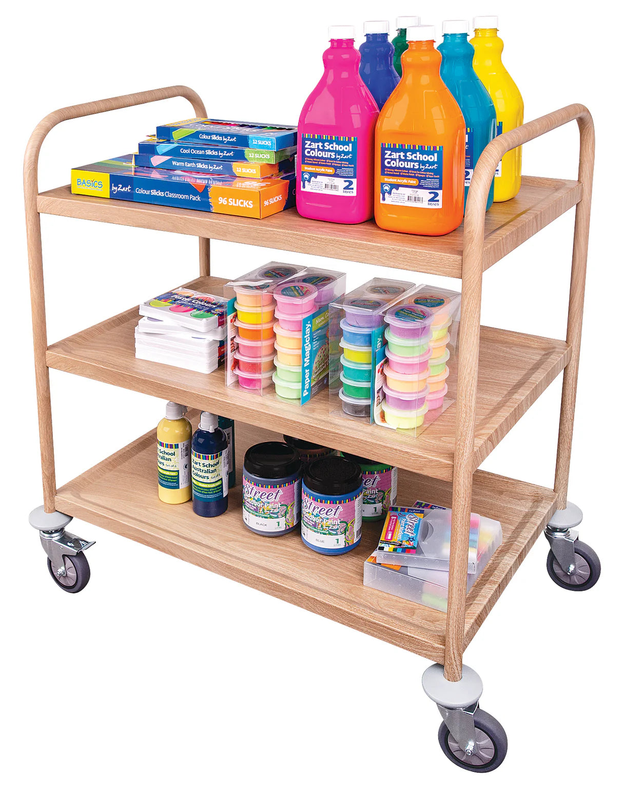 Wood Look 3 Tier Classroom Metal Trolley ETA28/10