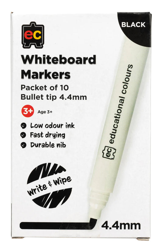 EC Whiteboard Markers 4.4mm Bullet Black Pack of 10
