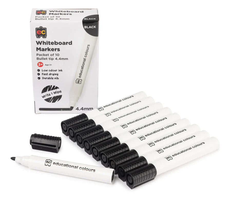 EC Whiteboard Markers 4.4mm Bullet Black Pack of 10