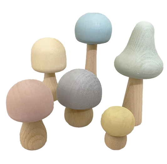 Papoose-Pastel Mushrooms 6pc