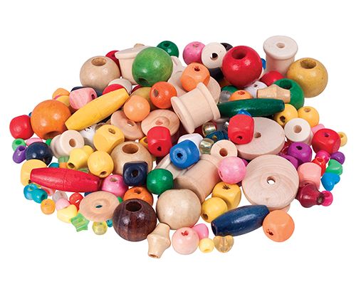 Assorted Wooden shapes & Threading Beads 480g