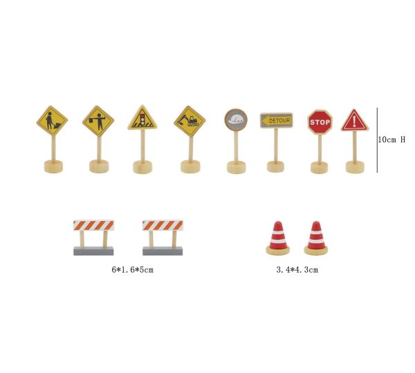 Wooden Construction Traffic Sign Play Set
