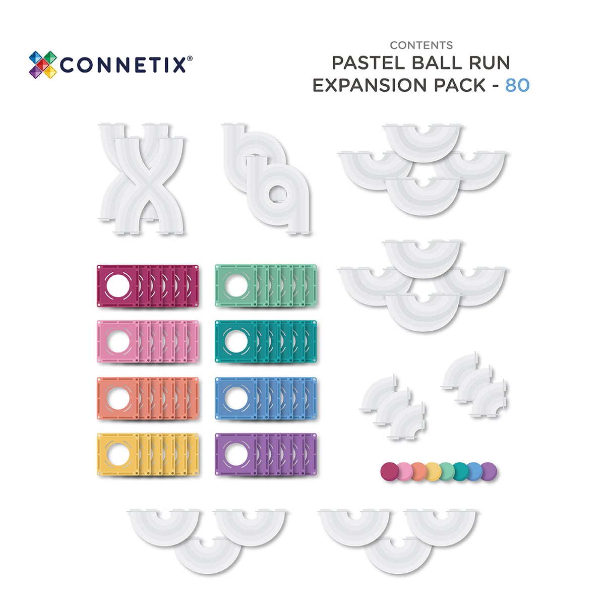 Connetix-Pastel Ball Run Expansion Pack 80 pc