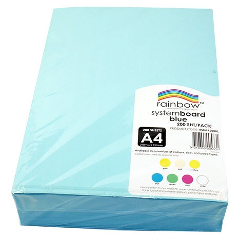 RAINBOW System Board 200gsm A4 200 Sheets Blue