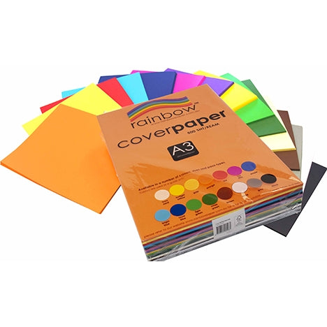 RAINBOW Cover Paper A3-Assorted Colours-500 Sheet
