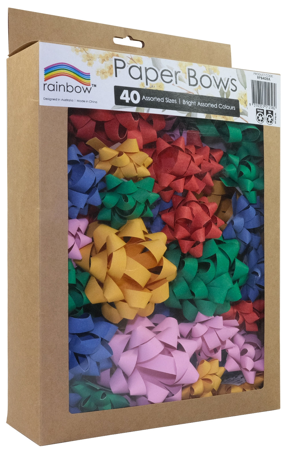 Rainbow Paper Bows Assorted Sizes 40 Units