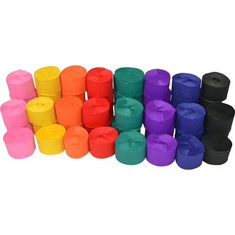 RAINBOW Crepe Streamers 35mm X 13m 48 Rolls