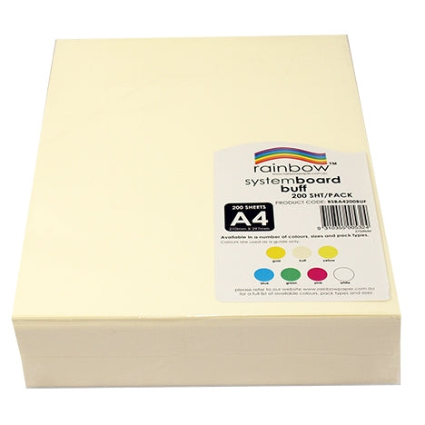 RAINBOW System Board 200gsm A4 200 Sheets Buff