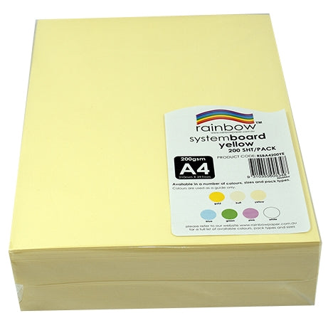 RAINBOW System Board 200gsm A4 200 Sheets Yellow