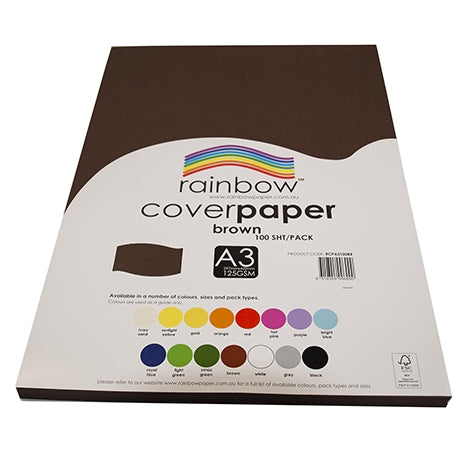 RAINBOW Cover Paper Brown A3 100pk