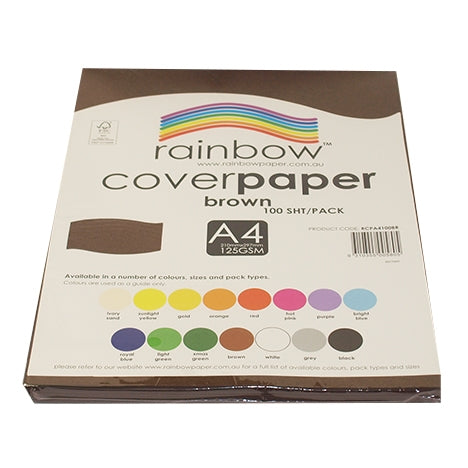 RAINBOW Cover Paper  Brown A4 100pk