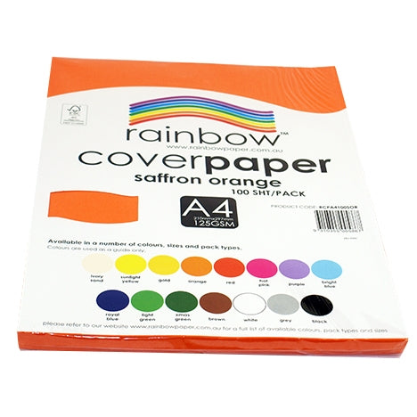 RAINBOW Cover Paper Saffron Orange A4 100pk