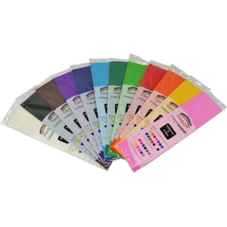 RAINBOW Crepe Paper 500mm X 2.5m 12 SHEETS
