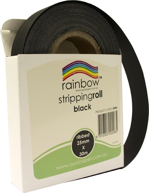 RAINBOW Stripping Roll Ribbed 25mm X 30m Assorted colours