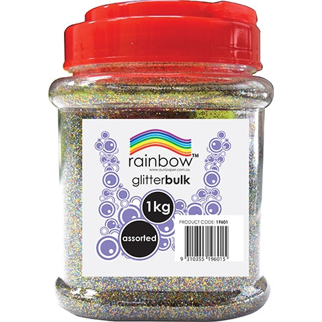 RAINBOW Glitter 1kg Jar with Scoop